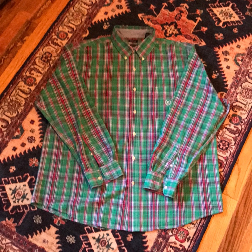 Mens XL Chaps long sleeve plaid button down